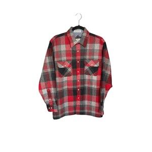 VTG Northwest Territory‎ Wool Blend Plaid Flannel Shacket Size M Quilted Lining